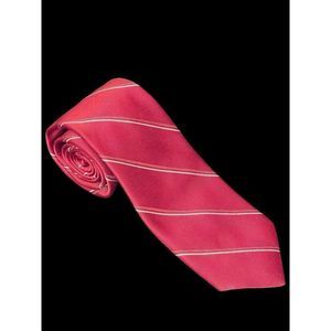 Vintage Macy’s Neck Tie Burgundy Gray Pinstripe Silk/Polyester Blend - 3”